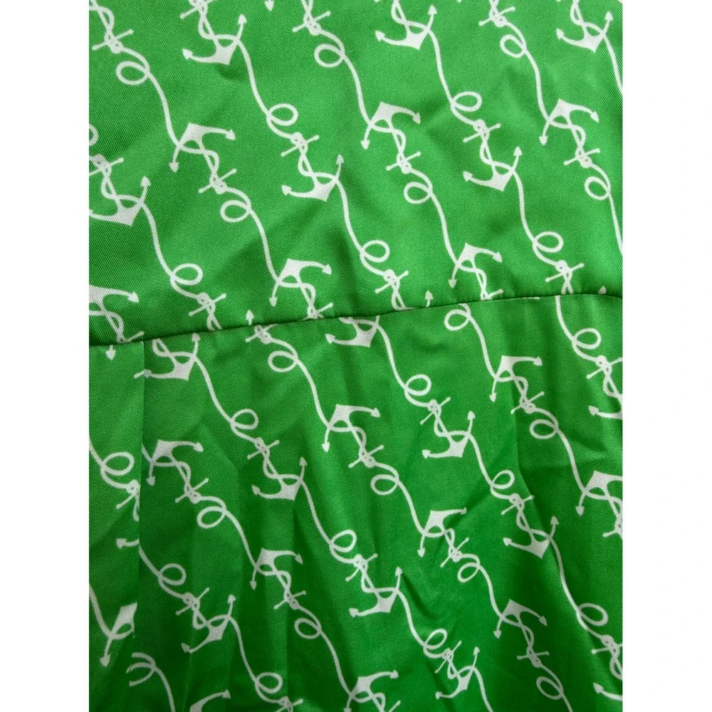Sandro Paris Green Anchor Print Short Sleeve Pajama Button Up Shirt Size Medium - Picture 5 of 5